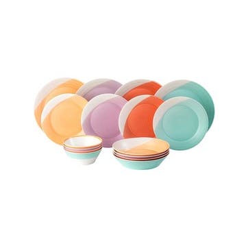 1815 Brights Mixed 16 Piece Dinner Set, Brights