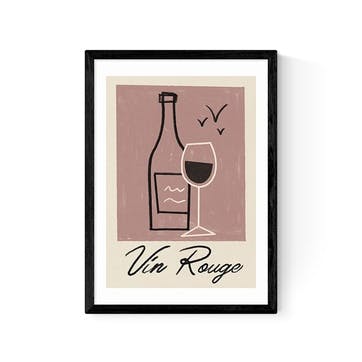 Telegramme Paper Co Vin Rouge Framed Print 63 x 45cm, Pink