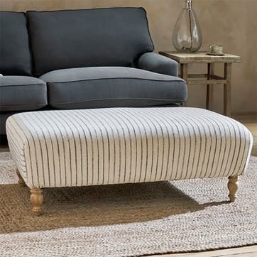 Sanja Stripe Upholstered Ottoman, Off White