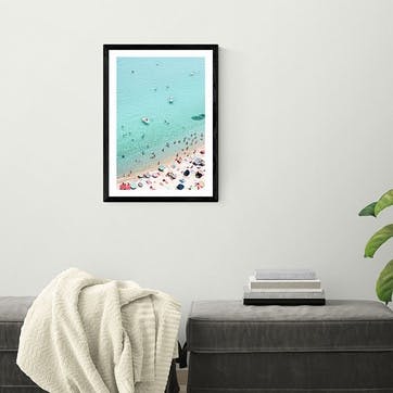 Sisi and Seb Beach Scene Print A2, Black Frame