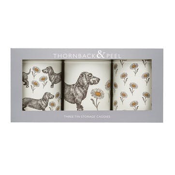 Dog & Daisy Set 3 Round Caddies 11cm x 32cm x 15cm