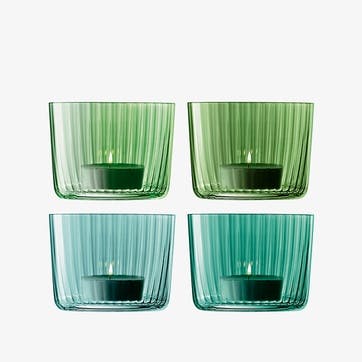 Gems Set of 4 Tealight Holders H6cm, Jade