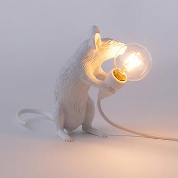 Sitting Mouse USB Lamp, White