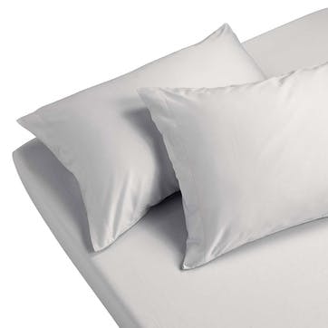 Sateen Double Fitted Sheet, Platinum
