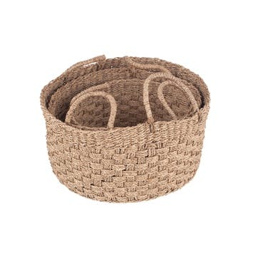 Set of 3 Woven Seagrass Baskets