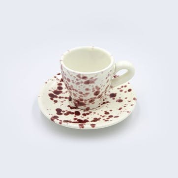 Splatter Espresso Cup & Saucer D6.5cm, Cranberry
