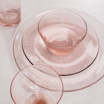 Recycled Set of 3 Glass Plates D20.5cm, Old Rose