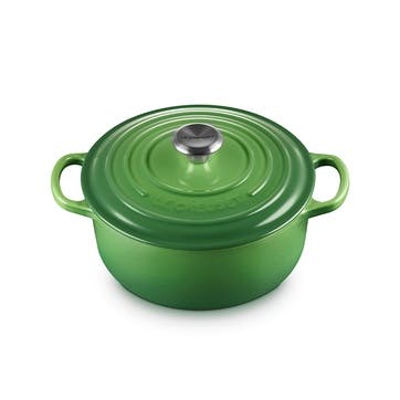 Signature Cast Iron Round Casserole 20cm, Bamboo Green