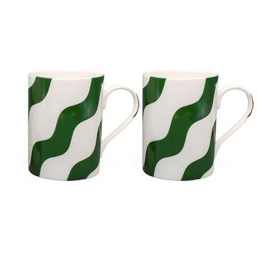 Set of 2 Mugs, H10cm, Casacarta, Scallop Collection, Green