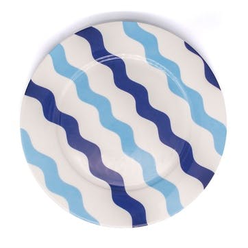 Dinner Plate, Dia 10 inches, Casacarta, Scallop Collection, Blue