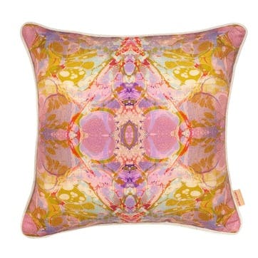 Lavender Tapestry Kaleidoscope, Square Linen Cushion