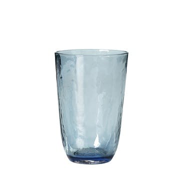 Hammered Mouth Blown Tall Tumbler, Blue