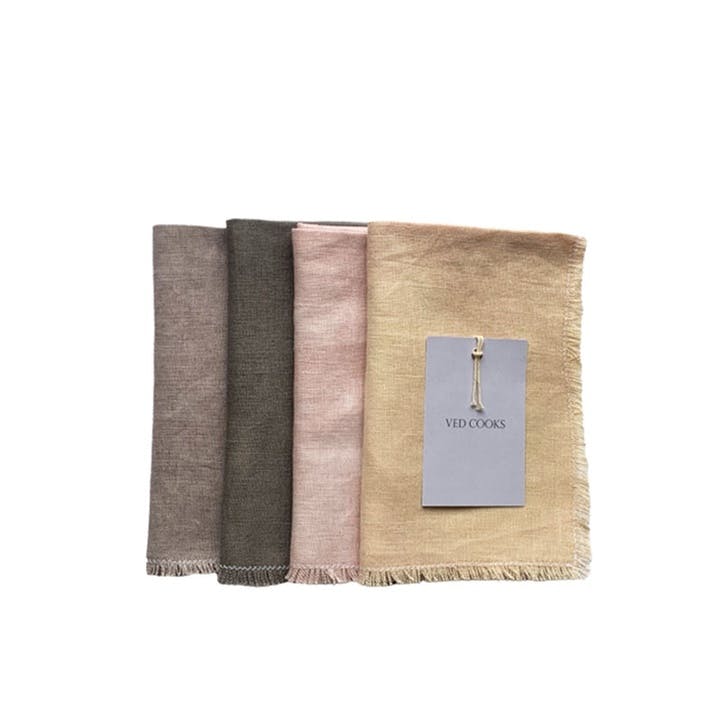 Set of 4 Placemats 35 x 45cm, Naturally Dyed Dark Spring Assorted
