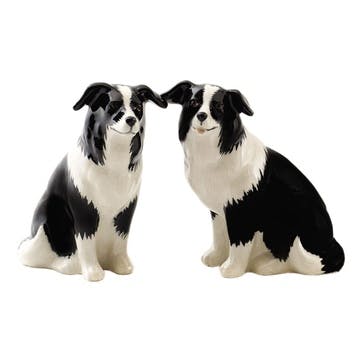 Border Collie Salt & Pepper Shakers H9cm Black/White