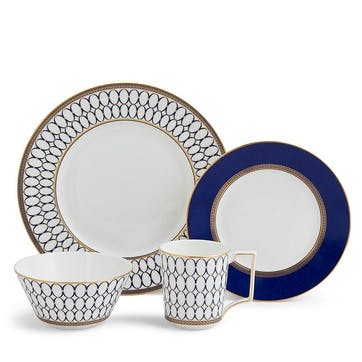 4 piece dinnerware set, Wedgwood, Renaissance Gold, white