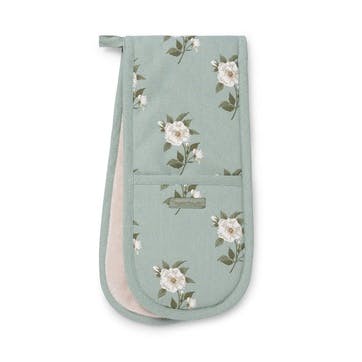 Rose Double Oven Glove, Duck Egg