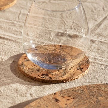 Cork Set of 4 Coasters D10cm, Natural