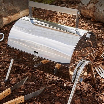 Stealth Portable Charcoal Drum BBQ, Stainless Steel