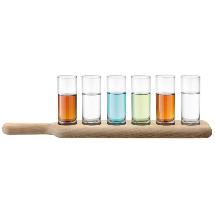 LSA Paddle Vodka Set & Oak Paddle, Standard, Clear