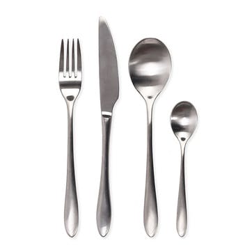 16 Piece  Cutlery Set, Brushed Silver