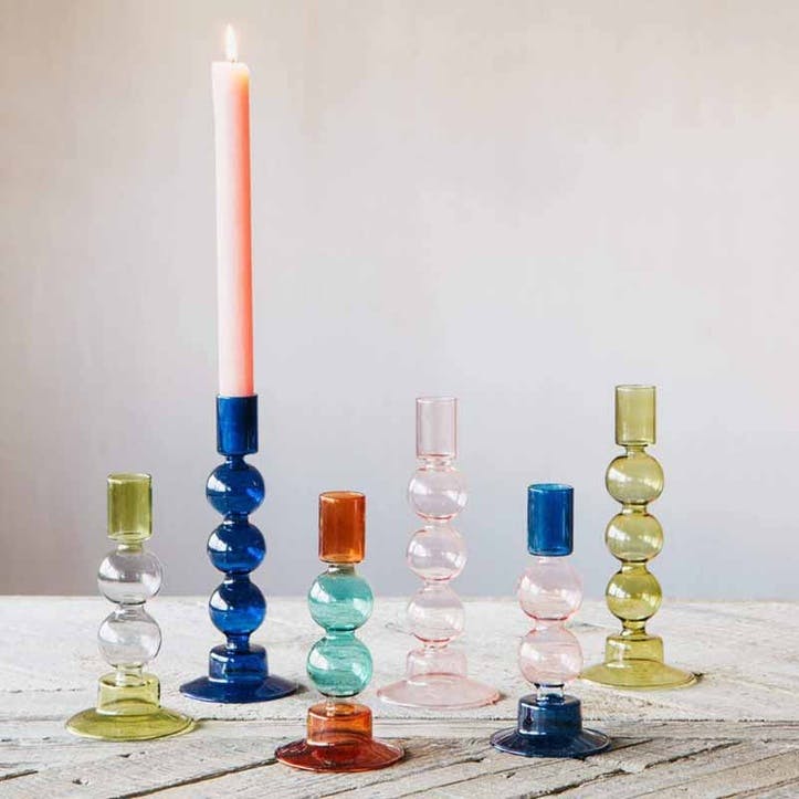 Bubble Candleholder H20cm, Blue