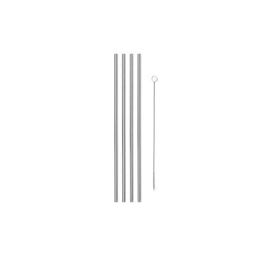 The Porter Set of 4 Metal Straws 25cm, Silver