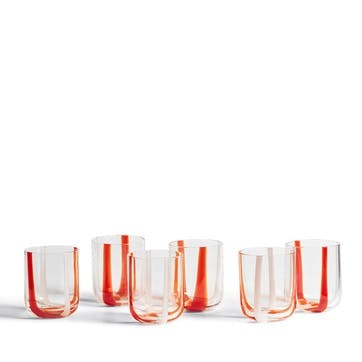 Mila Set of 6 Tumblers, Red & White