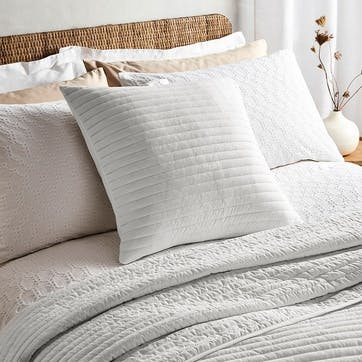 Quilted Lines Filled Cushion 55X55, White