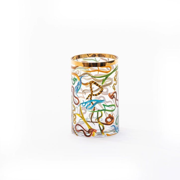 Toiletpaper Snakes Cylindrical Vase H14cm, Multi