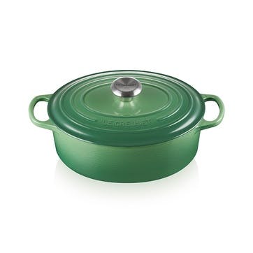 Signature Cast Iron Oval Casserole 29cm, Bamboo Green