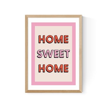 Studio Eleni Home Sweet Home Print A2, Oak Frame