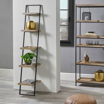 Gallery 5 Shelf Ladder Unit, Natural Wood Veneer and Black