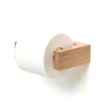 Loo roll holder, H5 x W16 x D11cm, Wireworks, Slimline, oak