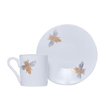 Espresso cup and saucer, 80ml, Casacarta, Bee, white