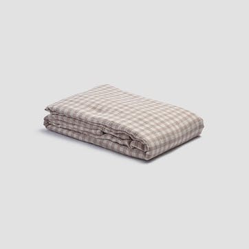 Gingham Linen Duvet Cover Super King, Mushroom