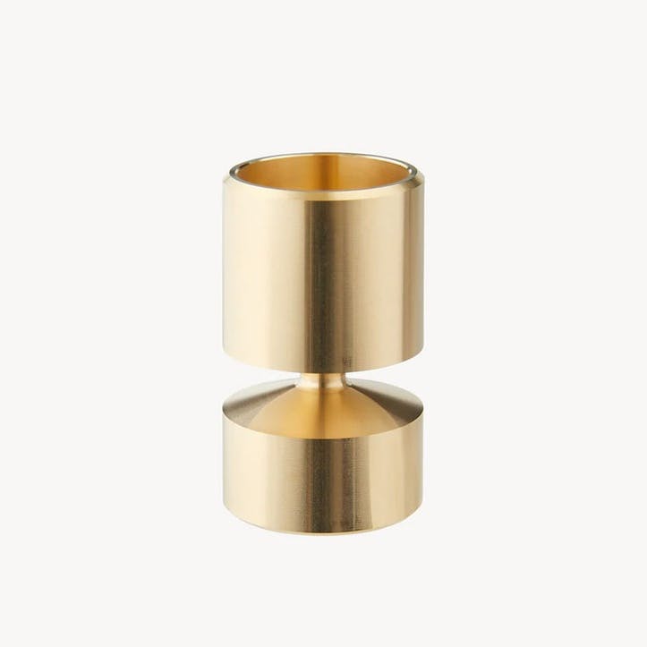 Brass Candle Holder H4.5cm, Satin Solid Brass