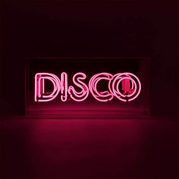 Neon Box Disco Glass Sign H38 x W19cm, Pink