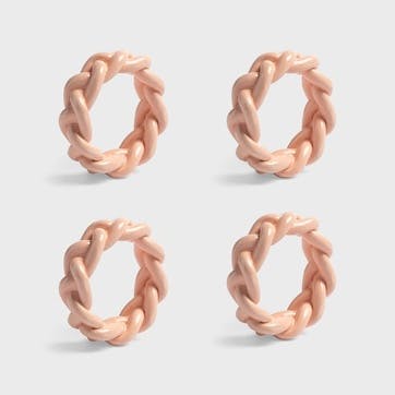Braid Set Of 4 Napkin Rings, D6cm, Pink