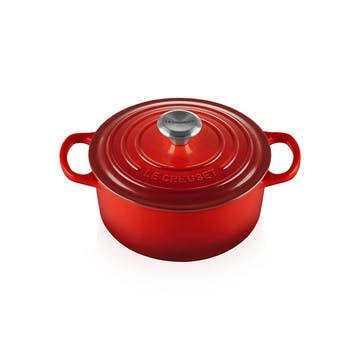 Cast Iron Round Casserole - 24cm; Cerise