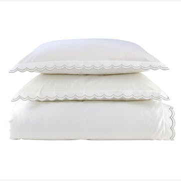 Scallop Edge Duvet Set, Double, Silver