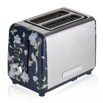 Laura Ashley 2 Slice Toaster, Elveden Blue & Silver