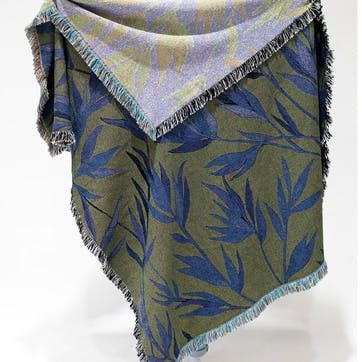Growth Woven Recycled Cotton Throw 137 x 183cm, Olive