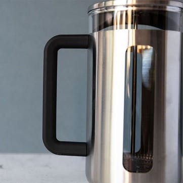 Pisa Brushed Stainless Steel Cafetière 8 Cup, Silver
