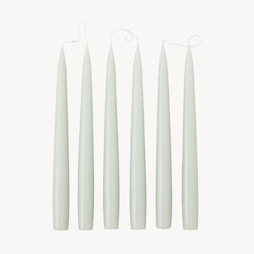Set of 6 Tapered Dinner Candles H25cm, Pale Green