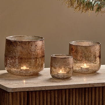 Konara Tealight Holder D13cm, Copper Smoke