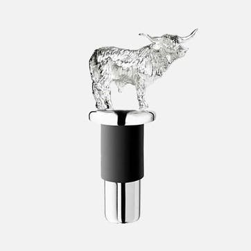 Highland Cow Silver Plated Bottle Stopper 8.5 x 4.5cm, Silver