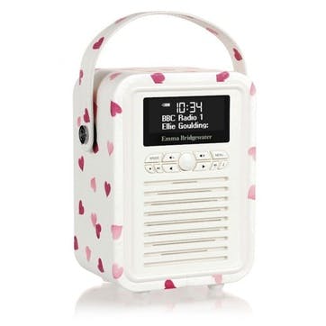 Emma Bridgewater Retro Mini DAB Radio, Pink Hearts