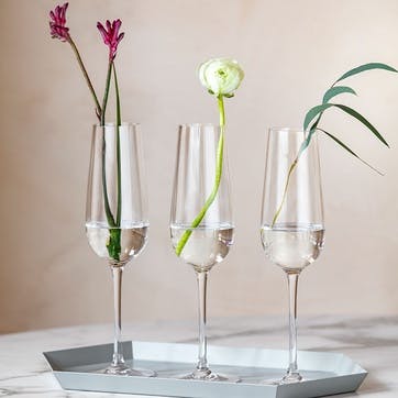 Rose Garden Champagne Flute Set of 4 120ml, Clear