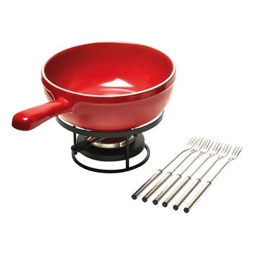 Cheese fondue set, 36 x 24 x 9cm - 2.4 Litre, Emile Henry, burgundy