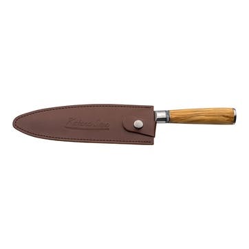 Katana Saya Olive Wood Bread Knife 20cm Damascus Blade,